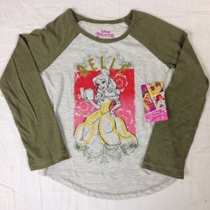 Disney PRINCESS BELLE Gray Green Baseball Shirt